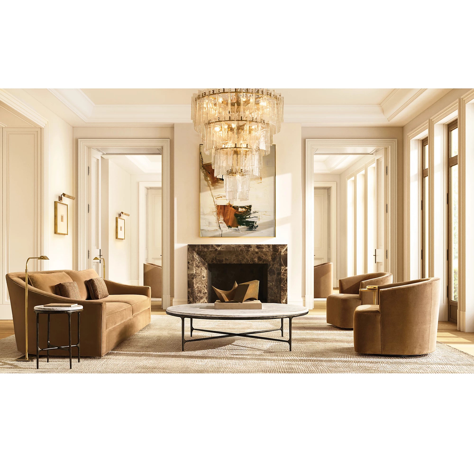 WOMO Clear Hammered Glass Tiered Chandelier - Lattice