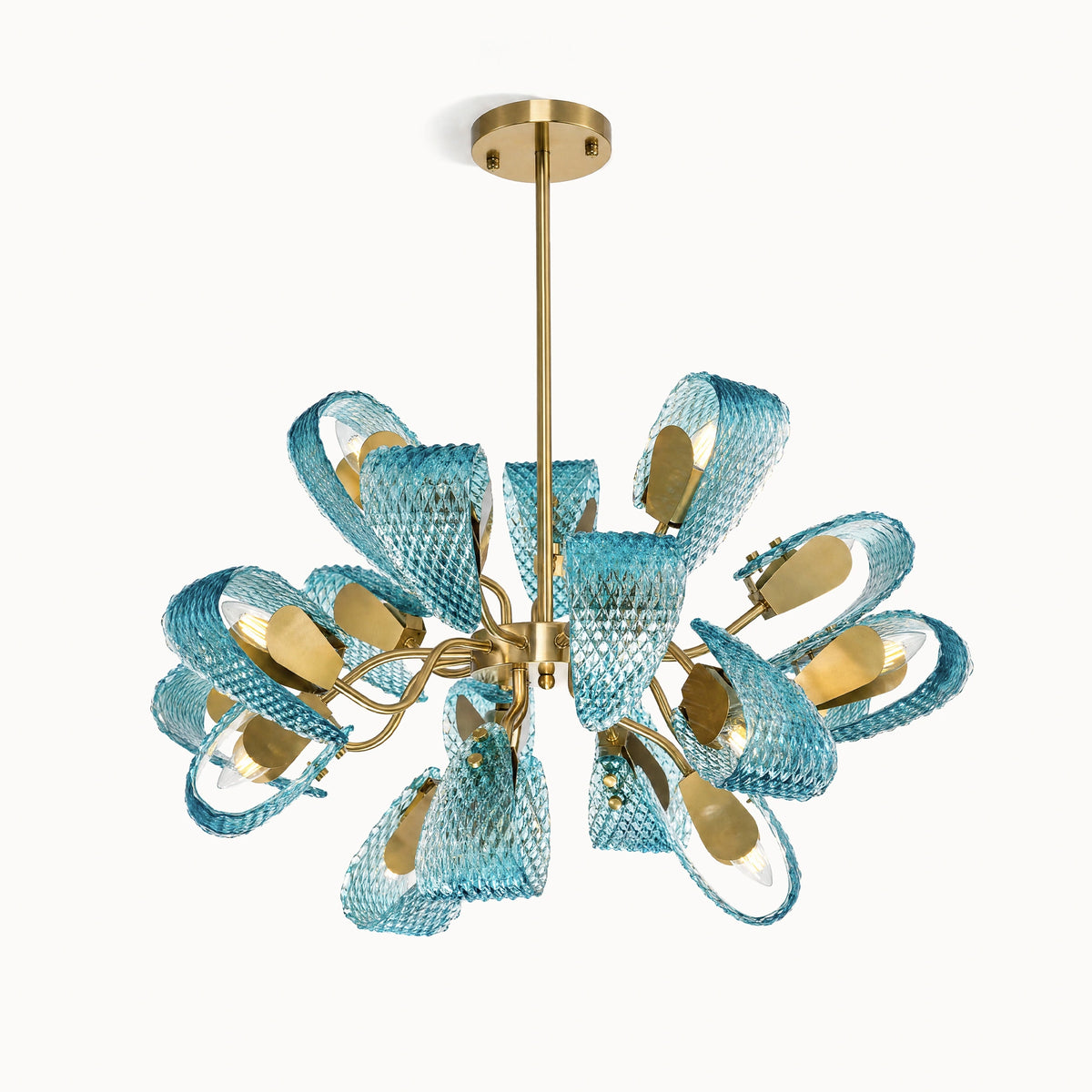 WOMO Peacock Blue Art Glass Chandelier-WM2213b