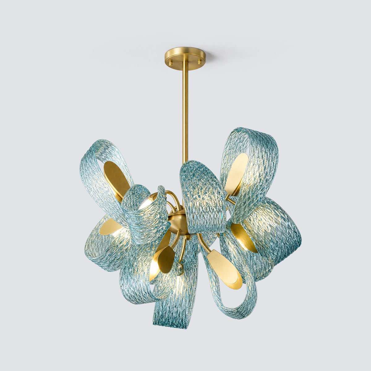 WOMO Peacock Blue Art Glass Chandelier-WM2213b