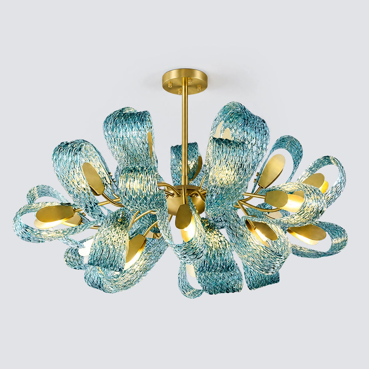 WOMO Peacock Blue Art Glass Chandelier-WM2213b