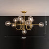 WOMO Glass Globe Brass Arm Chandelier-WM2255 thumbnail