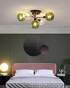 WOMO Ribbed Smoked/Green Glass Globe Ceiling Light-WM1110 thumbnail