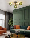 WOMO Ribbed Smoked/Green Glass Globe Ceiling Light-WM1110 thumbnail