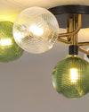 WOMO Ribbed Smoked/Green Glass Globe Ceiling Light-WM1110 thumbnail