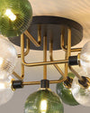 WOMO Ribbed Smoked/Green Glass Globe Ceiling Light-WM1110 thumbnail