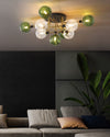 WOMO Ribbed Smoked/Green Glass Globe Ceiling Light-WM1110 thumbnail