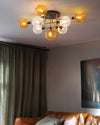 WOMO Ribbed Smoked/Green Glass Globe Ceiling Light-WM1110 thumbnail