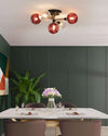 WOMO Ribbed Smoked/Green Glass Globe Ceiling Light-WM1110 thumbnail