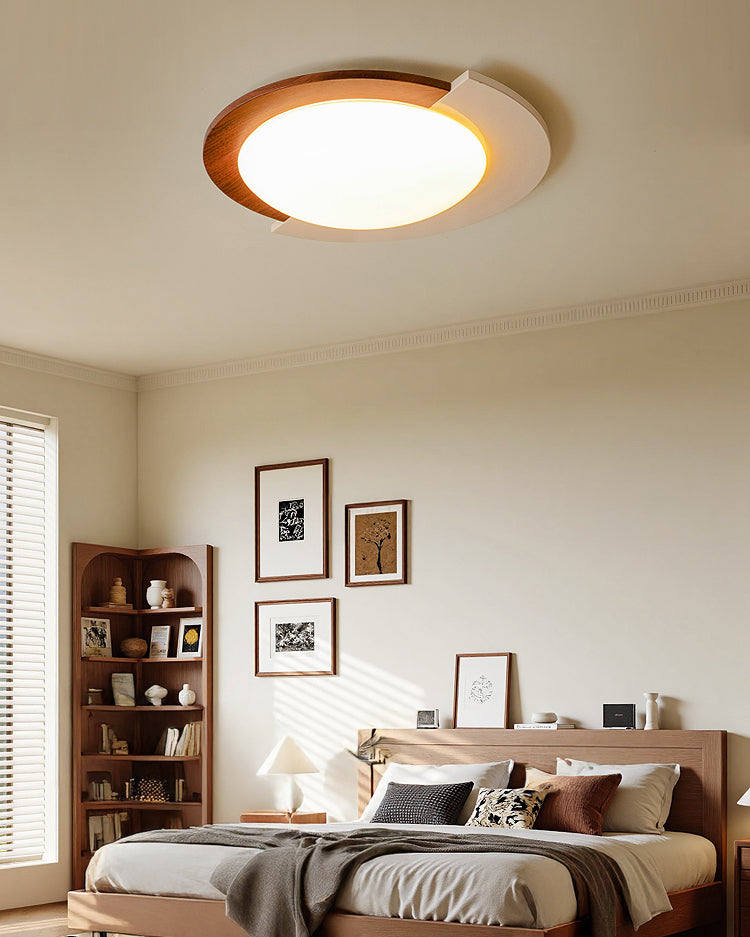 WOMO Walnut/White Round Ceiling Light-WM1204