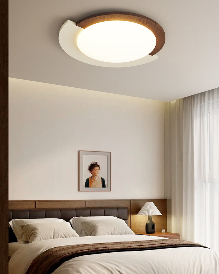 WOMO Walnut/White Round Ceiling Light-WM1204