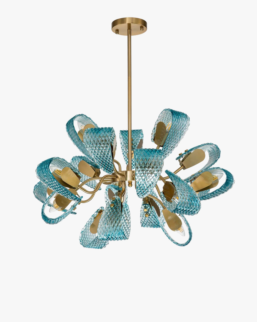 WOMO Peacock Blue Art Glass Chandelier-WM2213b