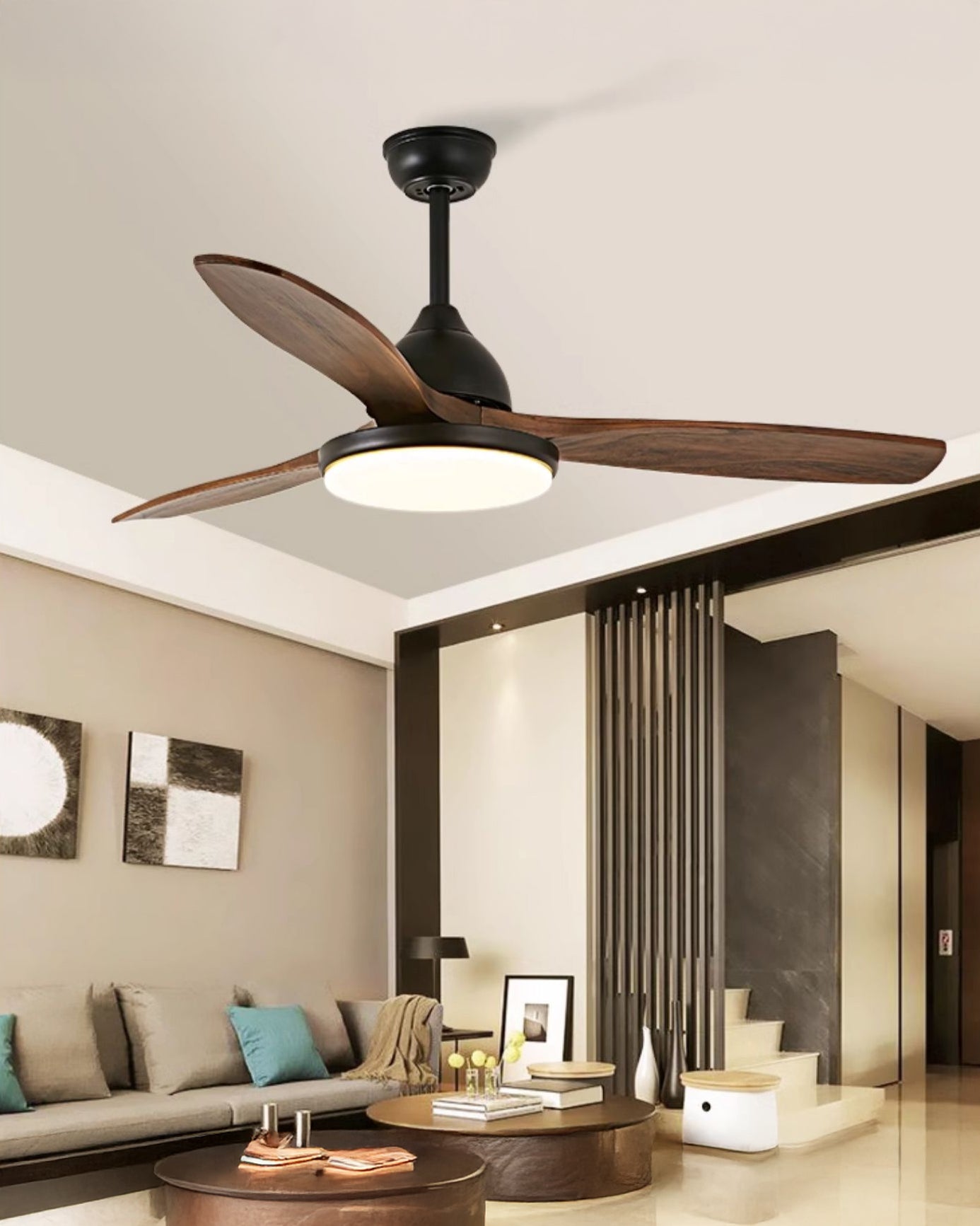 WOMO 3 Wood Blade Ceiling Fan Lamp - WM5242