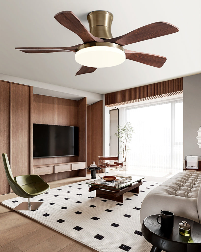 WOMO Mid Century Modern Low Profile Ceiling Fan Lamp - WM5228b