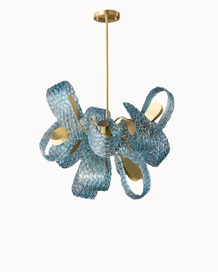 WOMO Peacock Blue Art Glass Chandelier-WM2213