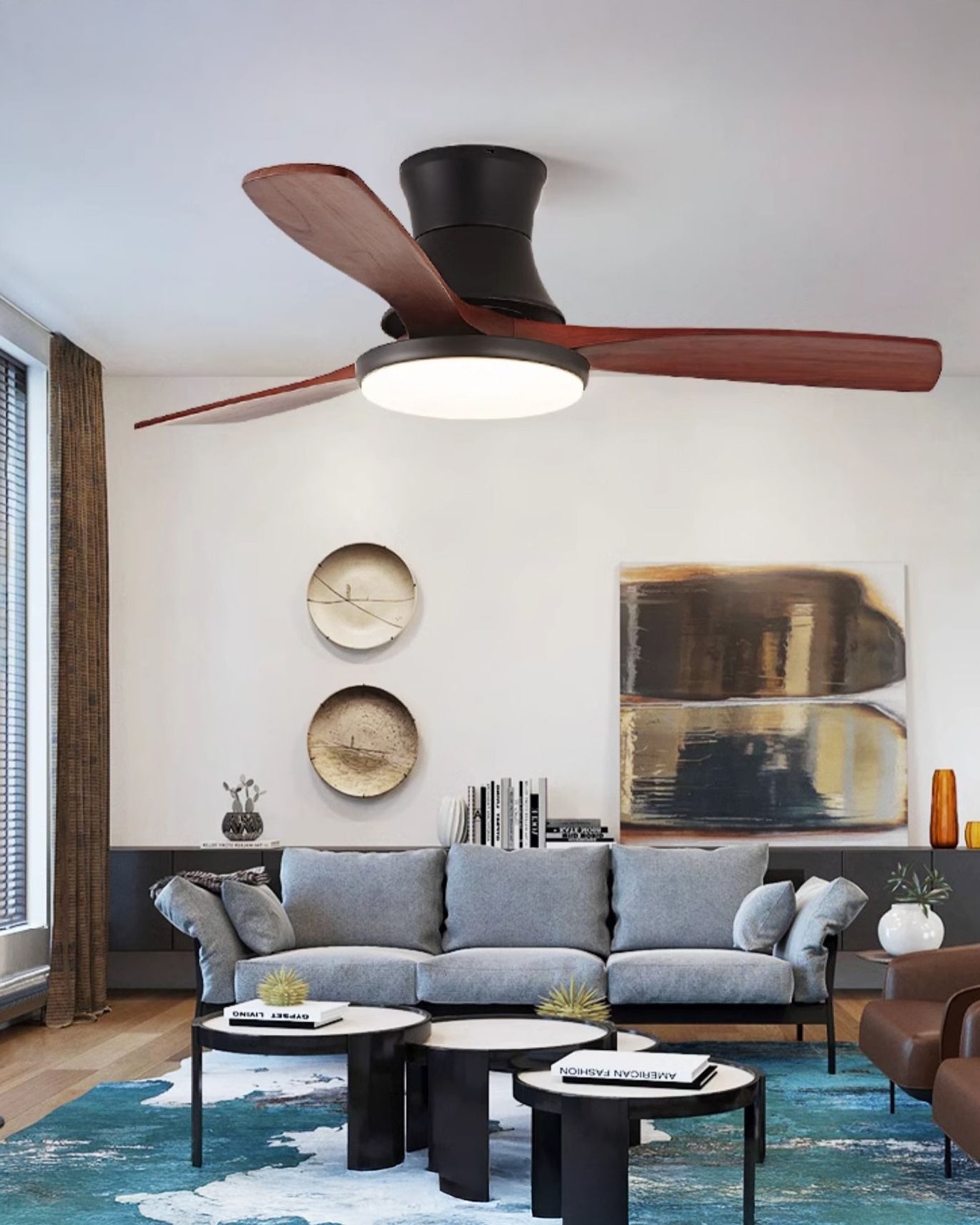 WOMO Wood Low Profile Ceiling Fan Lamp - WM5241