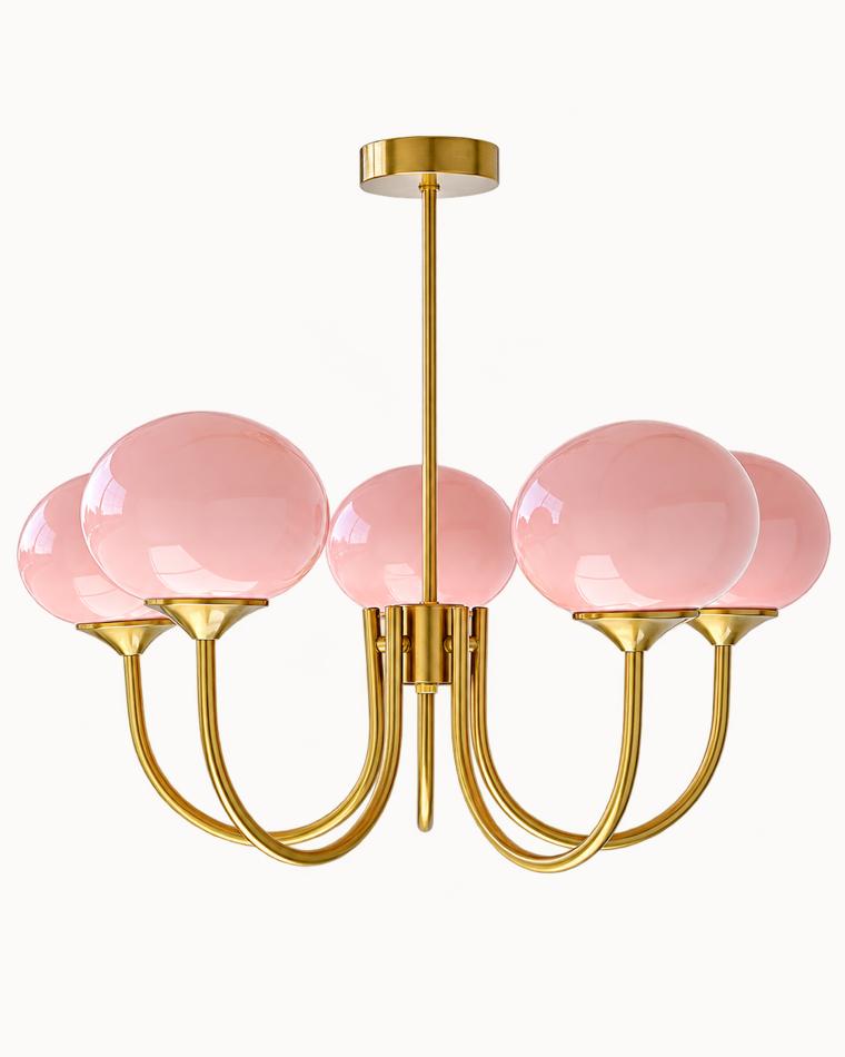 WOMO Pink Glass Globe Arm Chandelier-WM2052