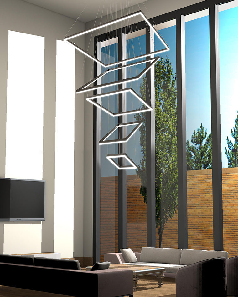 WOMO Tiered Rectangular LED Chandelier-WM2120