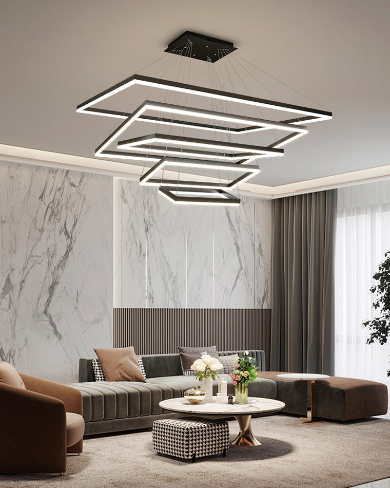 WOMO Tiered Rectangular LED Chandelier-WM2120