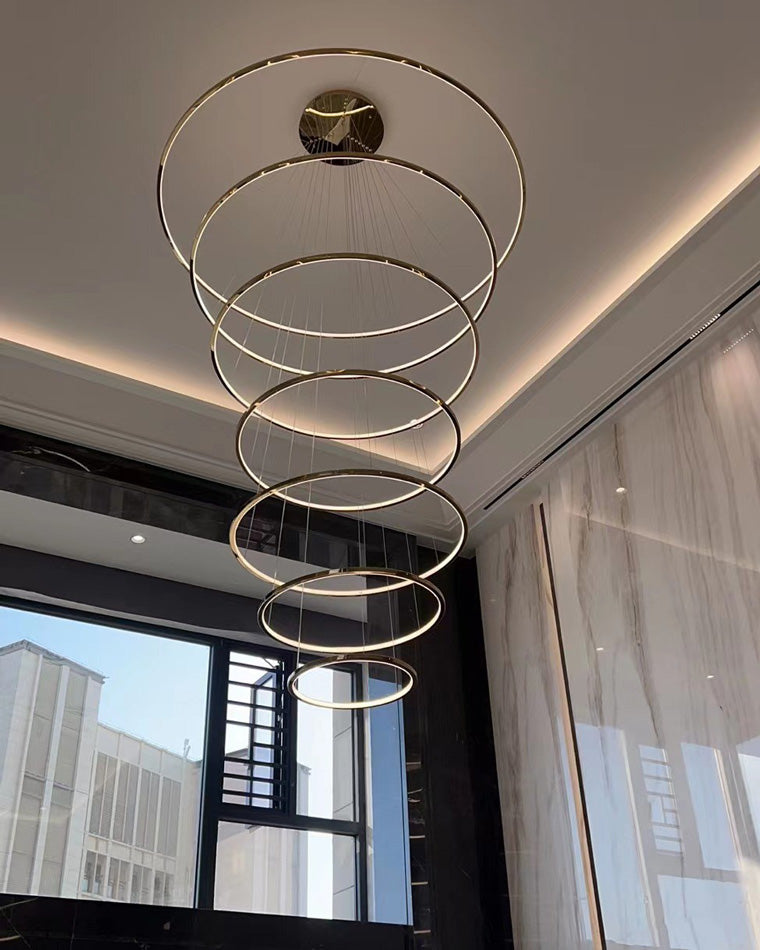 WOMO Large Tiered Ring LED Foyer Chandelier-WM2160