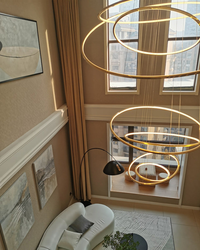 WOMO Large Tiered Ring LED Foyer Chandelier-WM2160