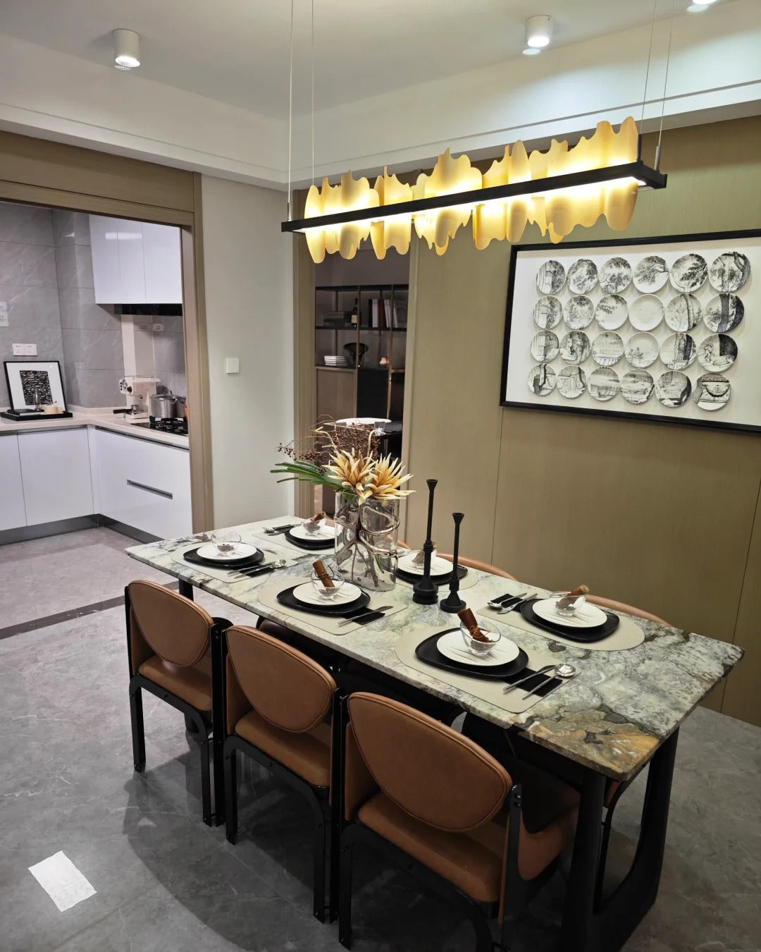 WOMO Iceberg Black Gold Linear Chandelier-WM2184