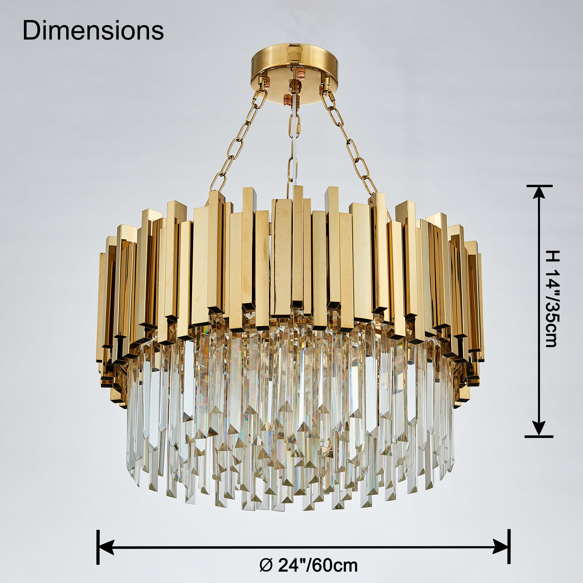 WOMO Gold Round Crystal Prism Chandelier-WM2185a