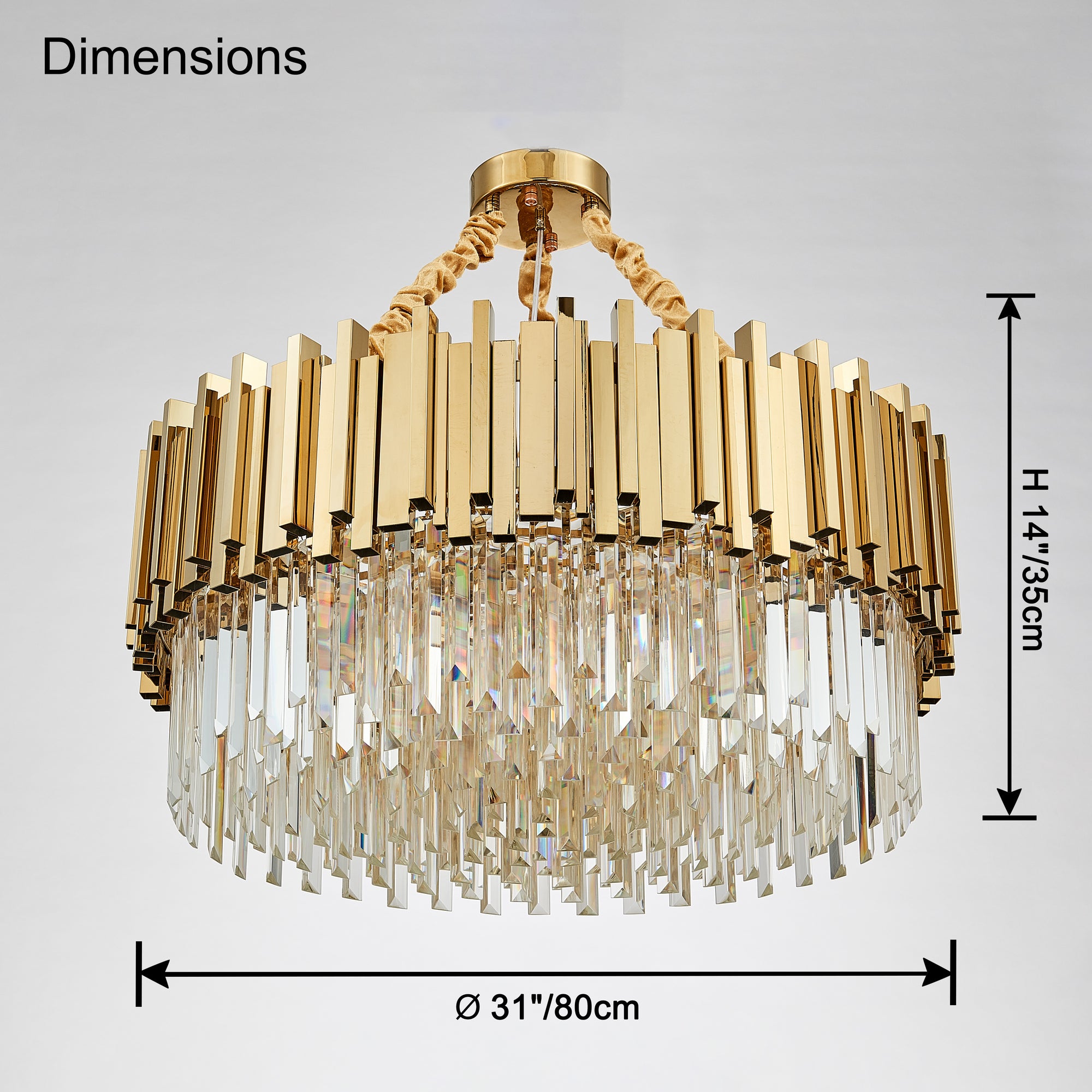 WOMO Gold Round Crystal Prism Chandelier-WM2185a