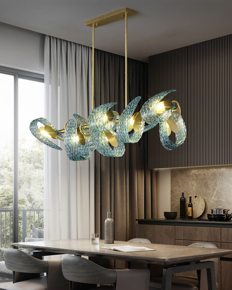 WOMO Peacock Blue Art Glass Chandelier-WM2213