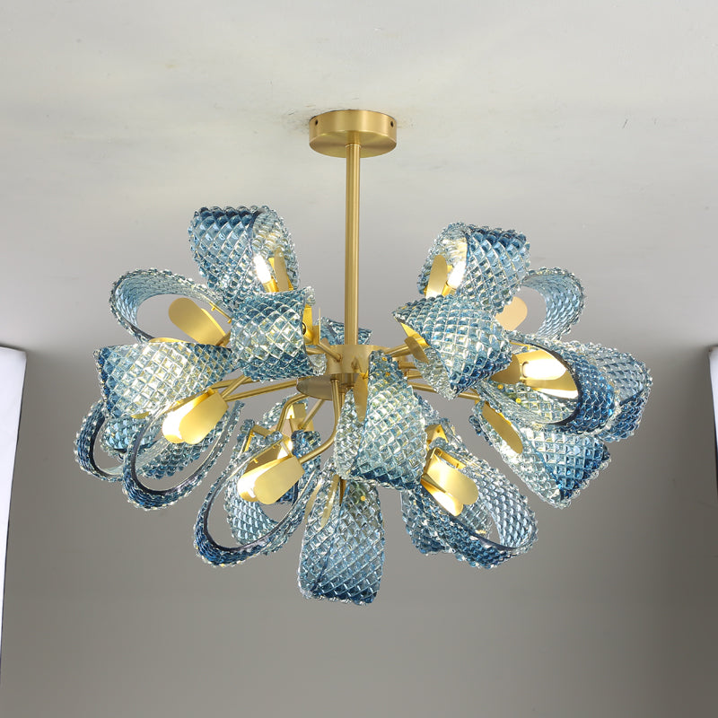 WOMO Peacock Blue Art Glass Chandelier-WM2213b
