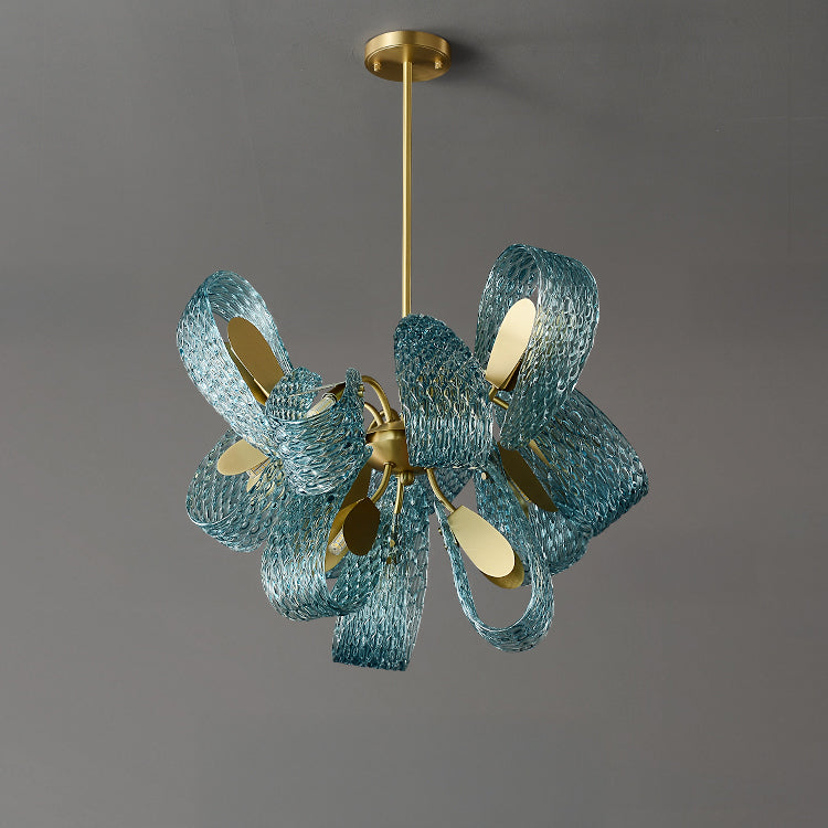 WOMO Peacock Blue Art Glass Chandelier-WM2213b