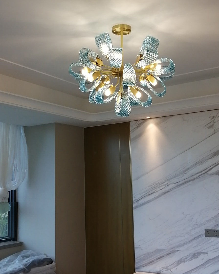 WOMO Peacock Blue Art Glass Chandelier-WM2213b
