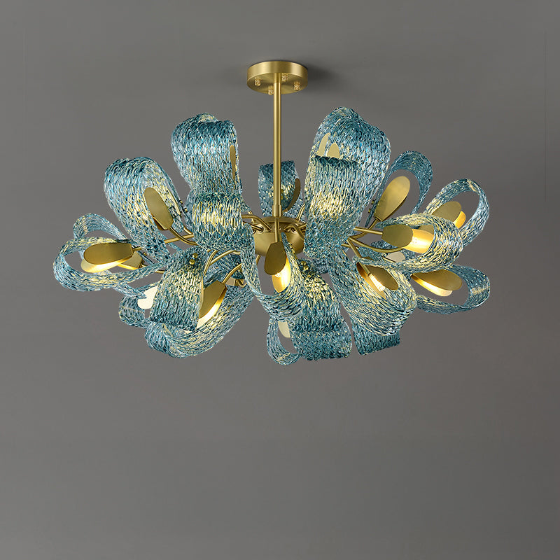 WOMO Peacock Blue Art Glass Chandelier-WM2213b