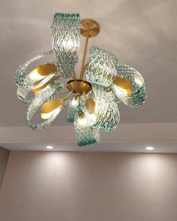 WOMO Peacock Blue Art Glass Chandelier-WM2213b