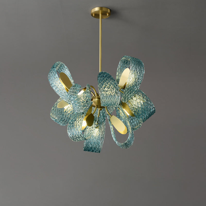 WOMO Peacock Blue Art Glass Chandelier-WM2213b