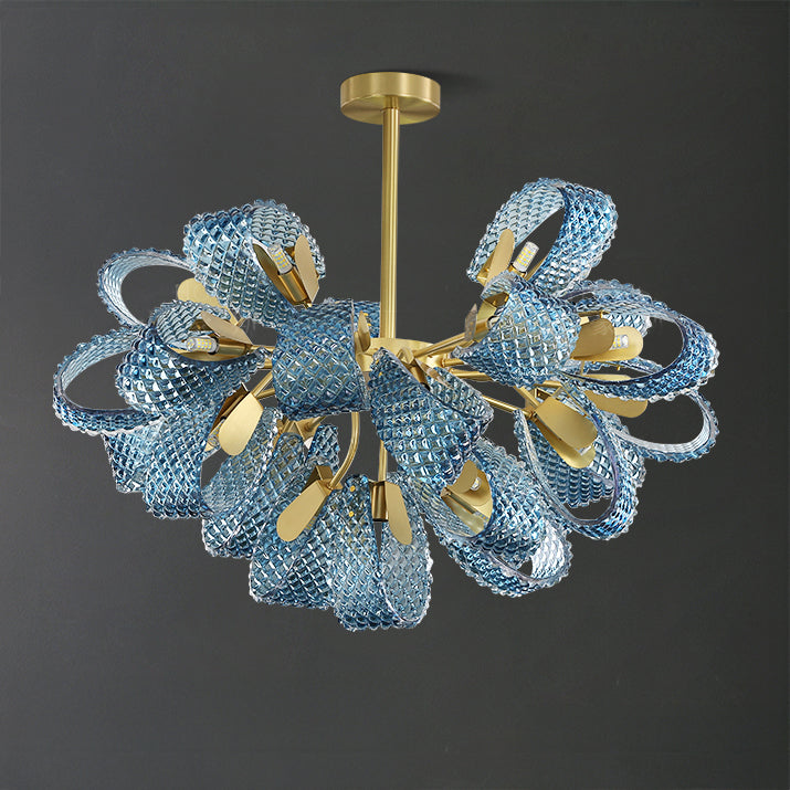 WOMO Peacock Blue Art Glass Chandelier-WM2213b