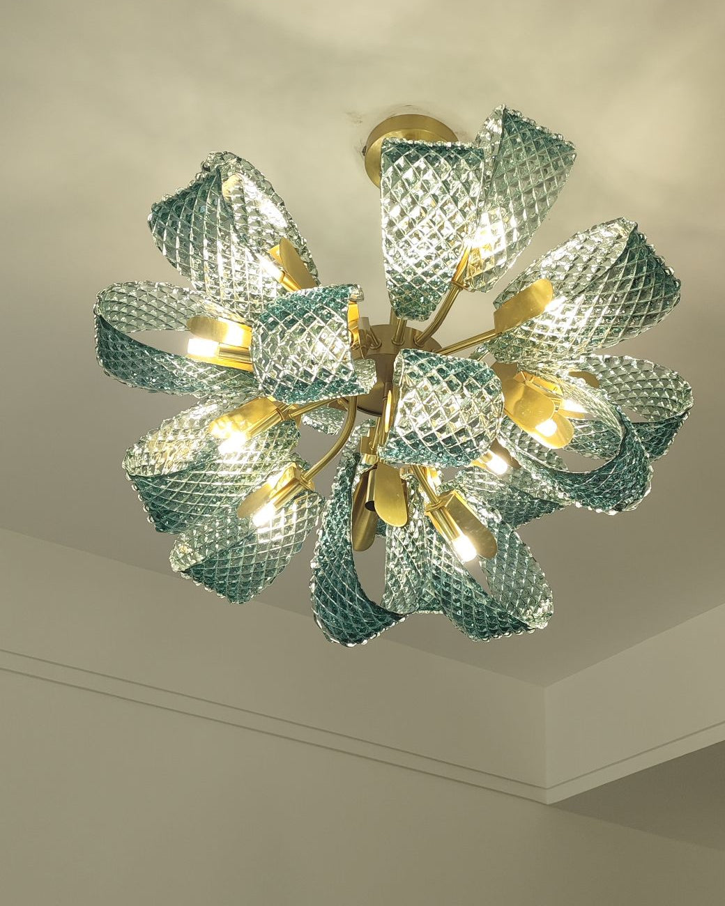 WOMO Peacock Blue Art Glass Chandelier-WM2213b