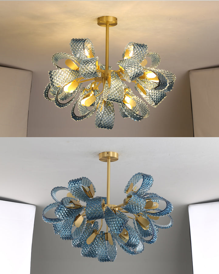 WOMO Peacock Blue Art Glass Chandelier-WM2213b