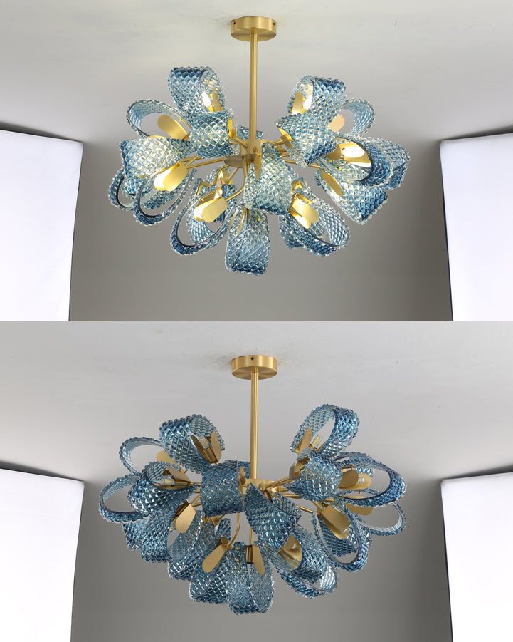 WOMO Peacock Blue Art Glass Chandelier-WM2213b