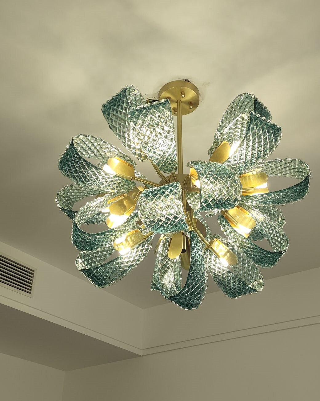 WOMO Peacock Blue Art Glass Chandelier-WM2213b