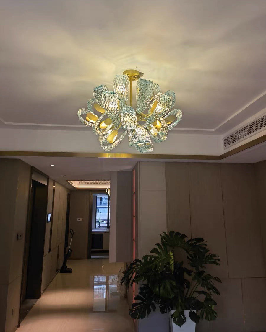 WOMO Peacock Blue Art Glass Chandelier-WM2213b
