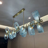WOMO Peacock Blue Art Glass Linear Chandelier-WM2213c thumbnail