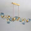 WOMO Peacock Blue Art Glass Linear Chandelier-WM2213c thumbnail