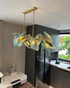WOMO Peacock Blue Art Glass Linear Chandelier-WM2213c thumbnail