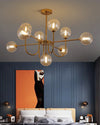 WOMO Glass Globe Brass Arm Chandelier-WM2255 thumbnail