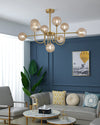 WOMO Glass Globe Brass Arm Chandelier-WM2255 thumbnail