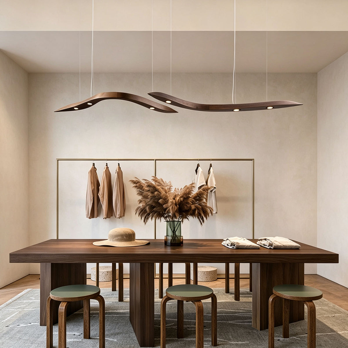 WOMO Wood Wave Linear Pendant Light-WM3264