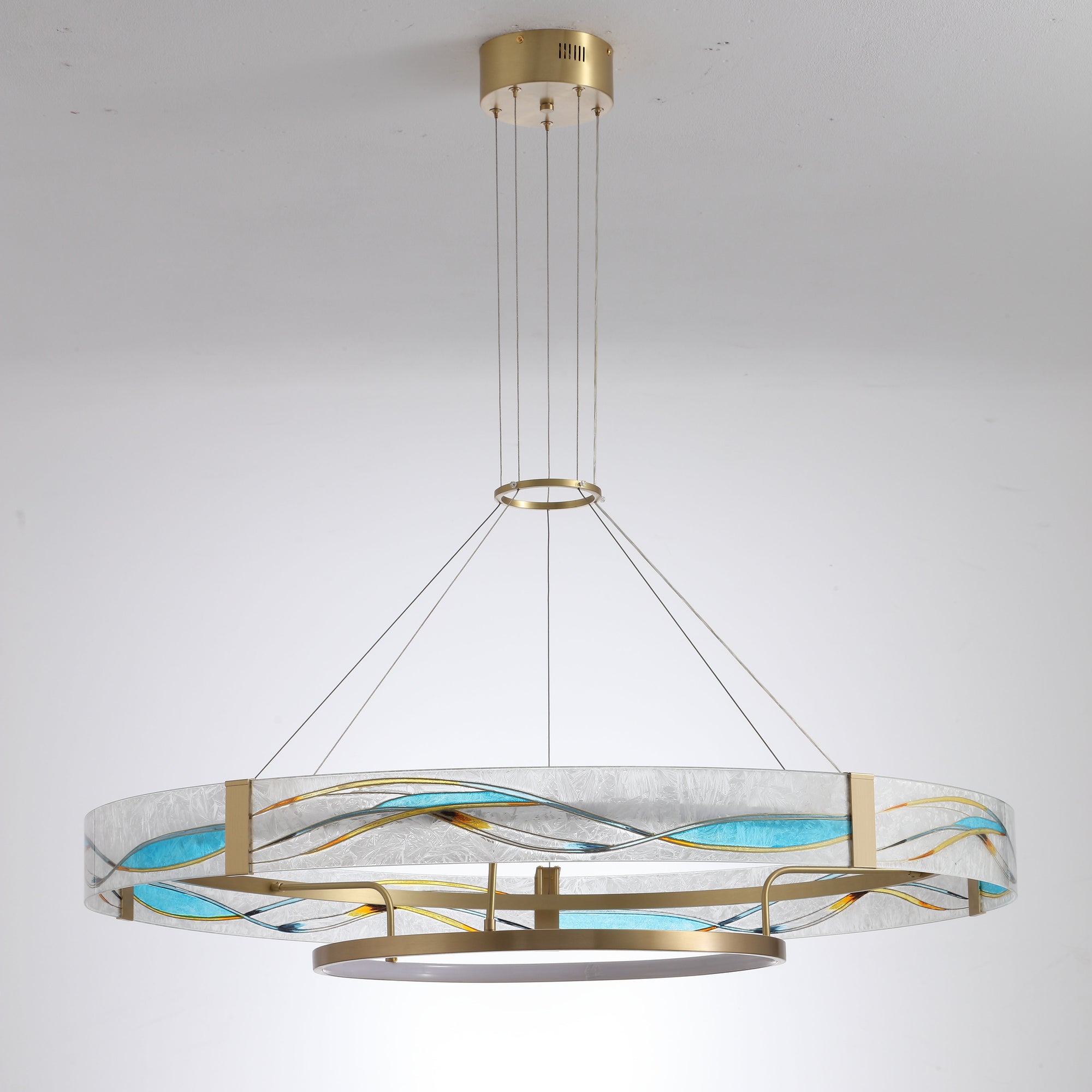 WOMO Enamel Round Brass Chandelier-WM2335