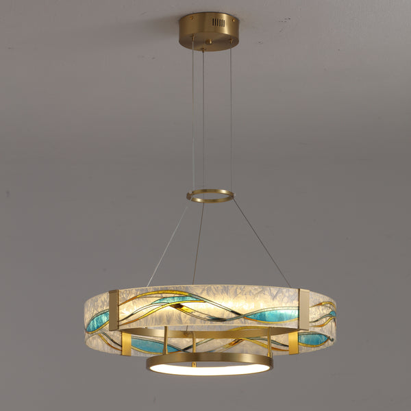 WOMO Enamel Round Brass Chandelier-WM2335