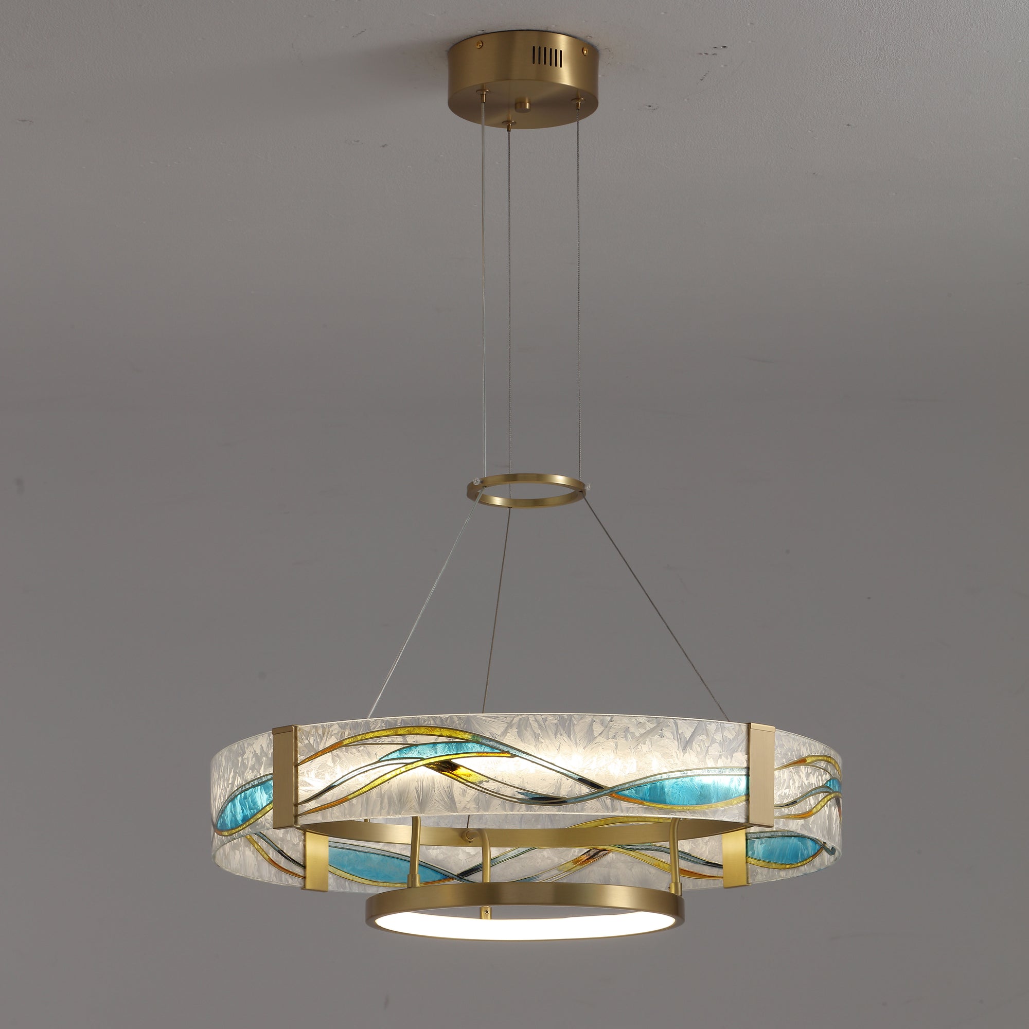 WOMO Enamel Round Brass Chandelier-WM2335