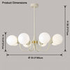 WOMO White Glass Globe Arm Chandelier-WM2624 thumbnail